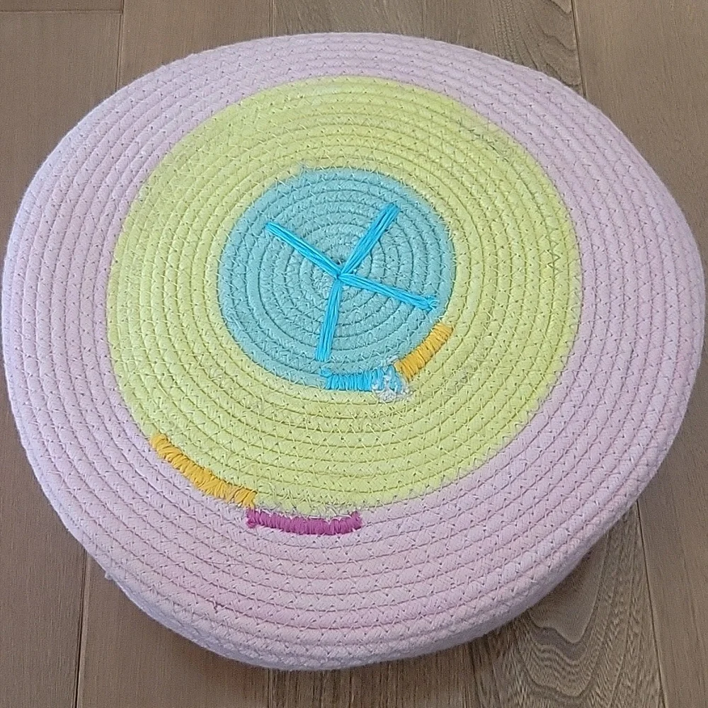 NWT Nordstrom Trinktree Embroidered Cotton Table Tray Bowl Pink‎ 12x12x4